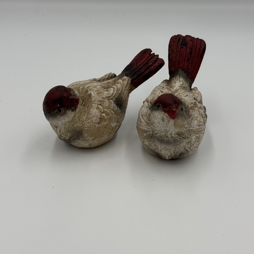 Resin White Birds With‎ Red Tails & Faces